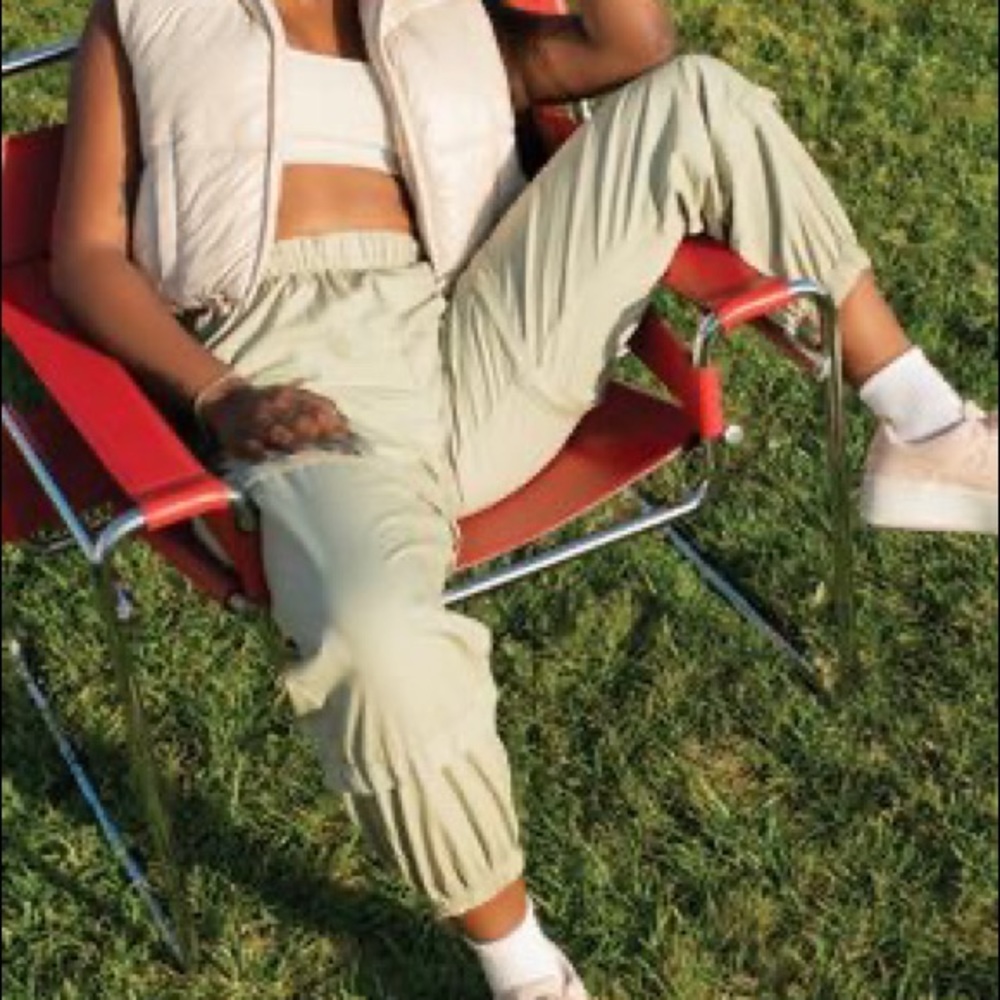 Garage zip pull joggers. Girl in the photo is from website.